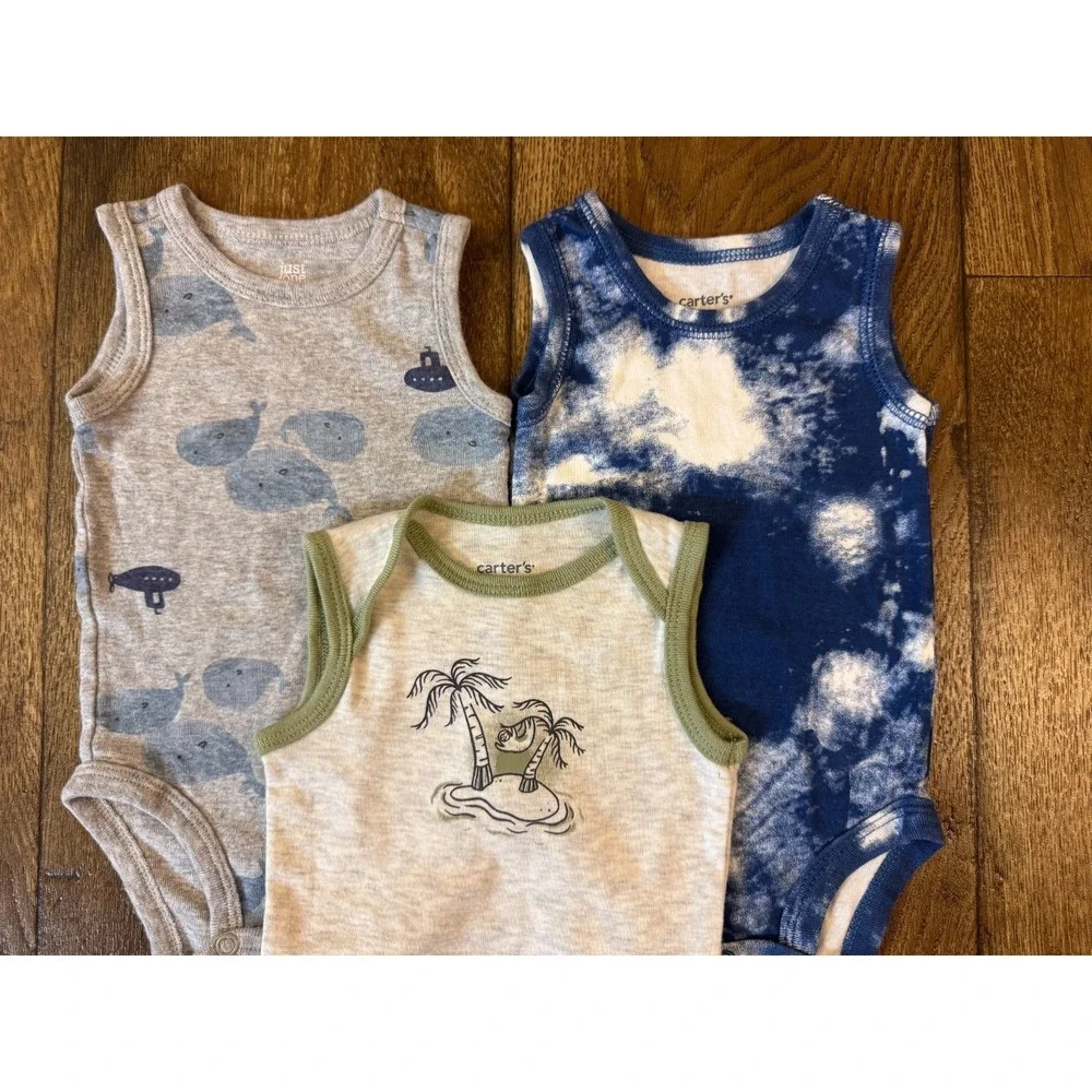 Carters Baby Boy Rompers 3 Months Outfit Clothes Summer Lot Sleeveless Bodysuits